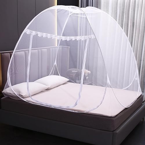 Miniatura 9 de Mengersi Tienda de campaña con mosquitera para cama, toldo de cama desplegable con parte inferior de red, tienda de campaña para niños y niñas,