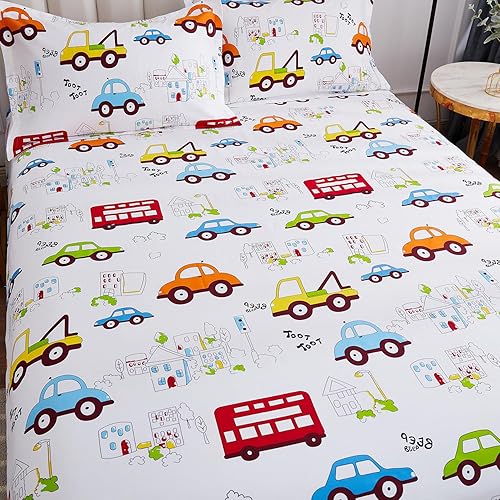 Miniatura 9 de brandream Kids Boys Juego de ropa de cama Dibujos Animados Juego de sábana cama sábanas de algodón Set 4pcs individual Full Queen Size Algodón