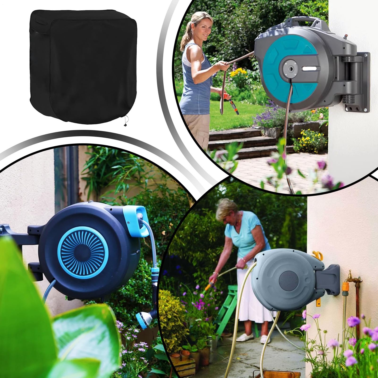 Housse de dévidoir de tuyau - Résistant aux UV, imperméable, résistant à la lumière - Protection extérieure pour arrière-cour, ferme, chemin, , terrasse, pelouse et patio