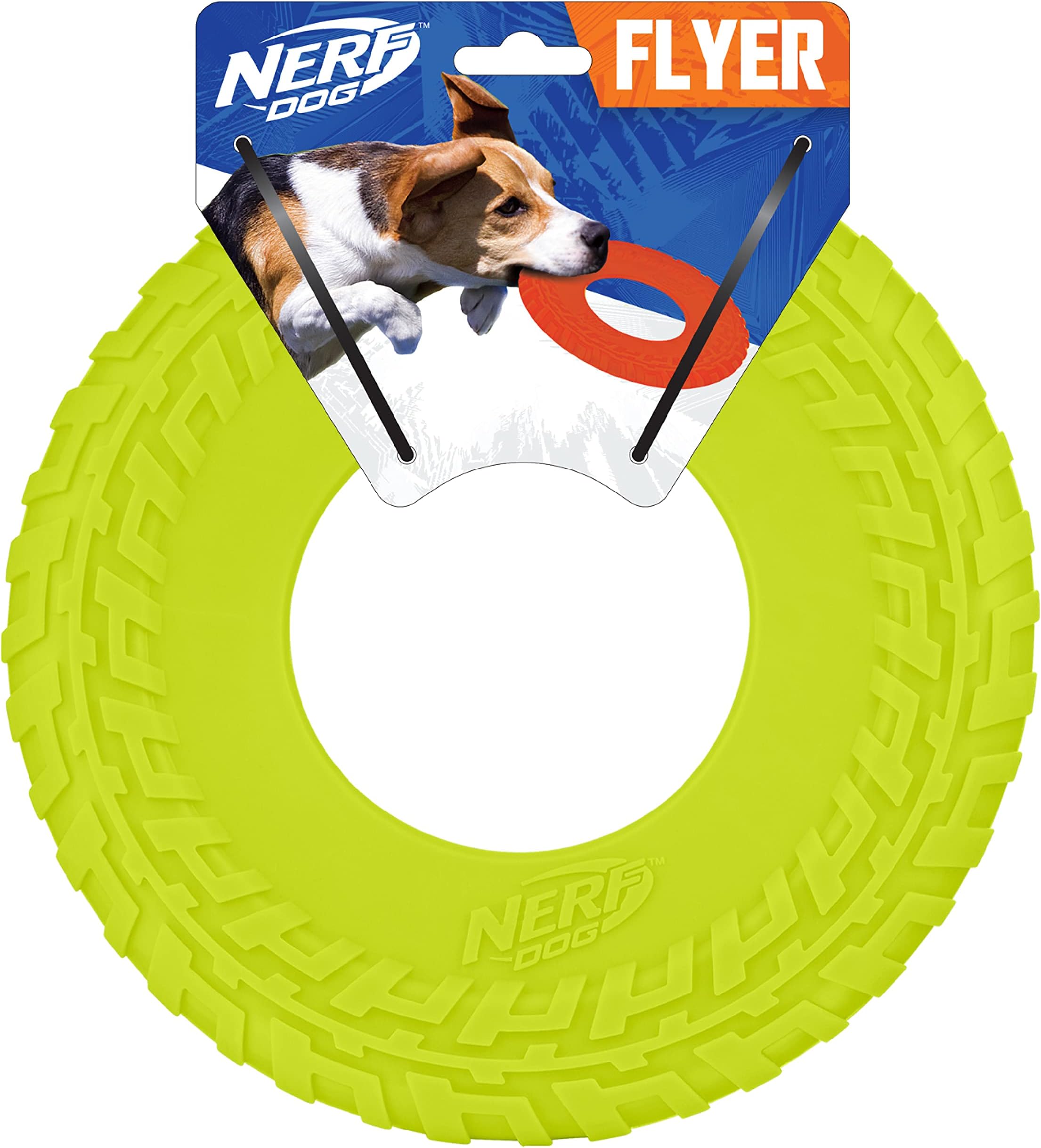 Dog Tire Flyer Dog Toy, Frisbee, Lightweight, Durable and Water Resistant, Great for Beach and Pool, 10 inch diameter, for Medium/Large Breeds, Single Unit, Green