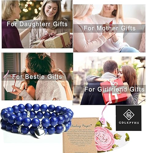 Miniatura 7 de Healing Bracelets for Women - Lapis Lazuli Bracelet - Healing Prayers Crystal Bracelet, 8mm Natural Stone Anti Anxiety Stress Relief Yoga Beads Get