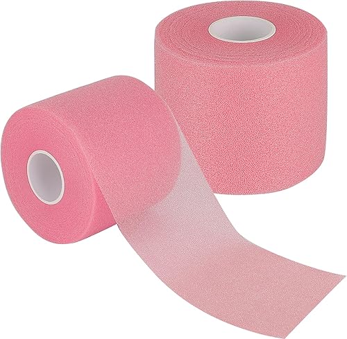 NAICHA 2 rollos de cinta atlética de 65.6 pies por rollo, cinta de espuma deportiva atlética rosa para tensiones y esguinces, sin residuos pegajosos