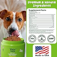 Vista 7 de Vibin' Tails Multivitamínico 24 en 1 para perros, glucosamina, condroitina, soporte para cadera y articulaciones, probióticos y omega-3, piel