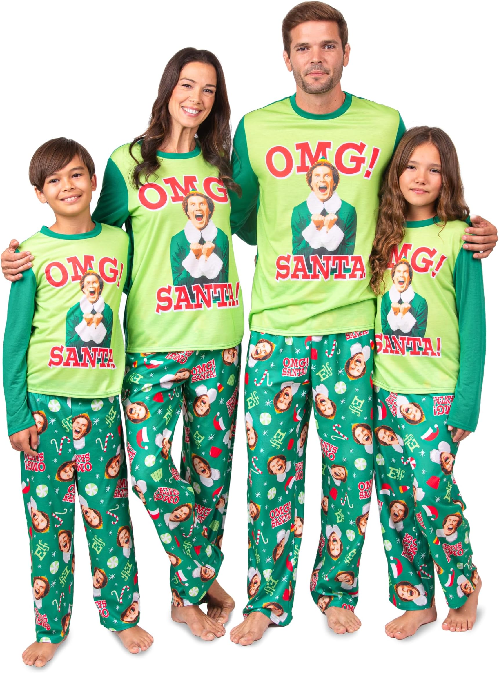 Premium ApparelElf Matching Family Christmas Pajamas - Elf The Movie Adult Kids Buddy The Elf 2-Piece Pajama Set