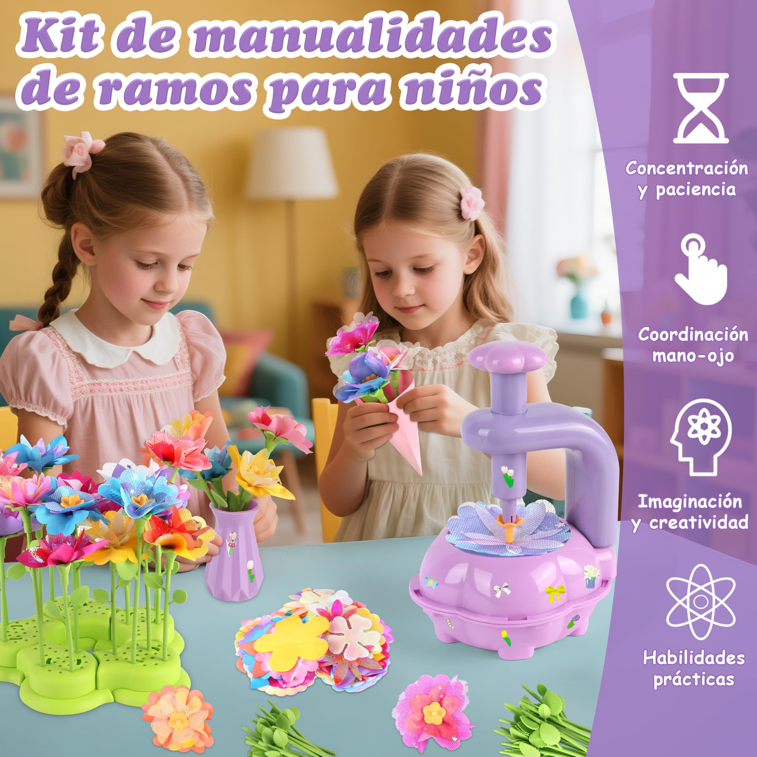 Charmofun Juguete de Mercado de Flores, Juego de Manualidades para Niñas 5 6 7 8 Años, DIY Juguetes de Construcción Flores, Regalo Juguetes para Niños Cumpleaños Día de la Madre (MAIN)