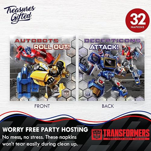 Miniatura 5 de Treasures Gifted Suministros para fiestas con licencia oficial de Transformers Sirve a 32 invitados Vajilla clásica Transformers suministros para