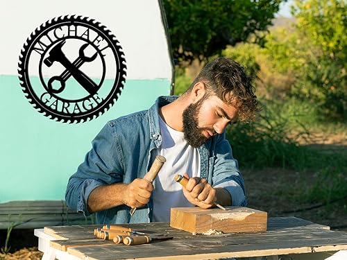 Miniatura 2 de Letreros de garaje personalizados para hombres, letreros de garaje para marido, regalo personalizado, taller, monograma para hombre, decoración de