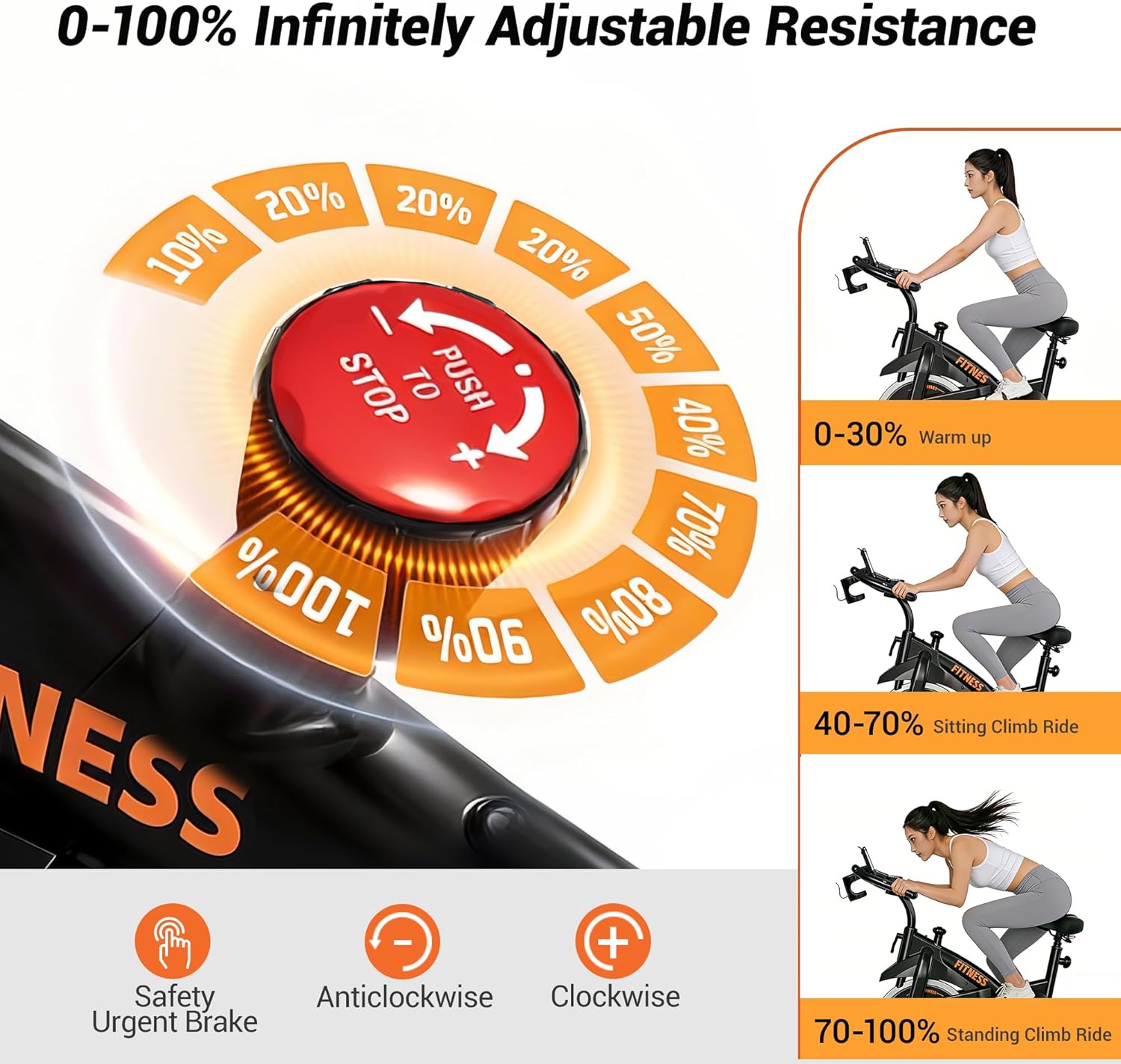 CURSOR FITNESS Exercise Bike, Quiet Belt Drive Stationary Bike for Home with 0-100 Resistance & App, 300 LB High Carbon Steel Training Bike, Indoor Cycling Bike with Tablet Holder and Heart Rate - Image 5