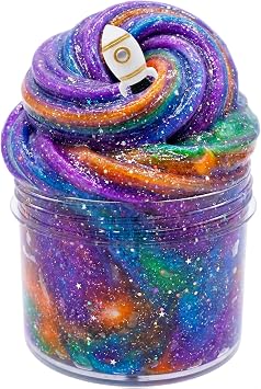 Galaxy Glitter Galaxy Slime, 8oz Party Favor for Kids Girls & Boys, Stress Relief Non-Sticky, Spacecraft Charm Includes, for Classroom Prizes, Christmas Stocking Stuffers, Goodie Bag Stuffers etc