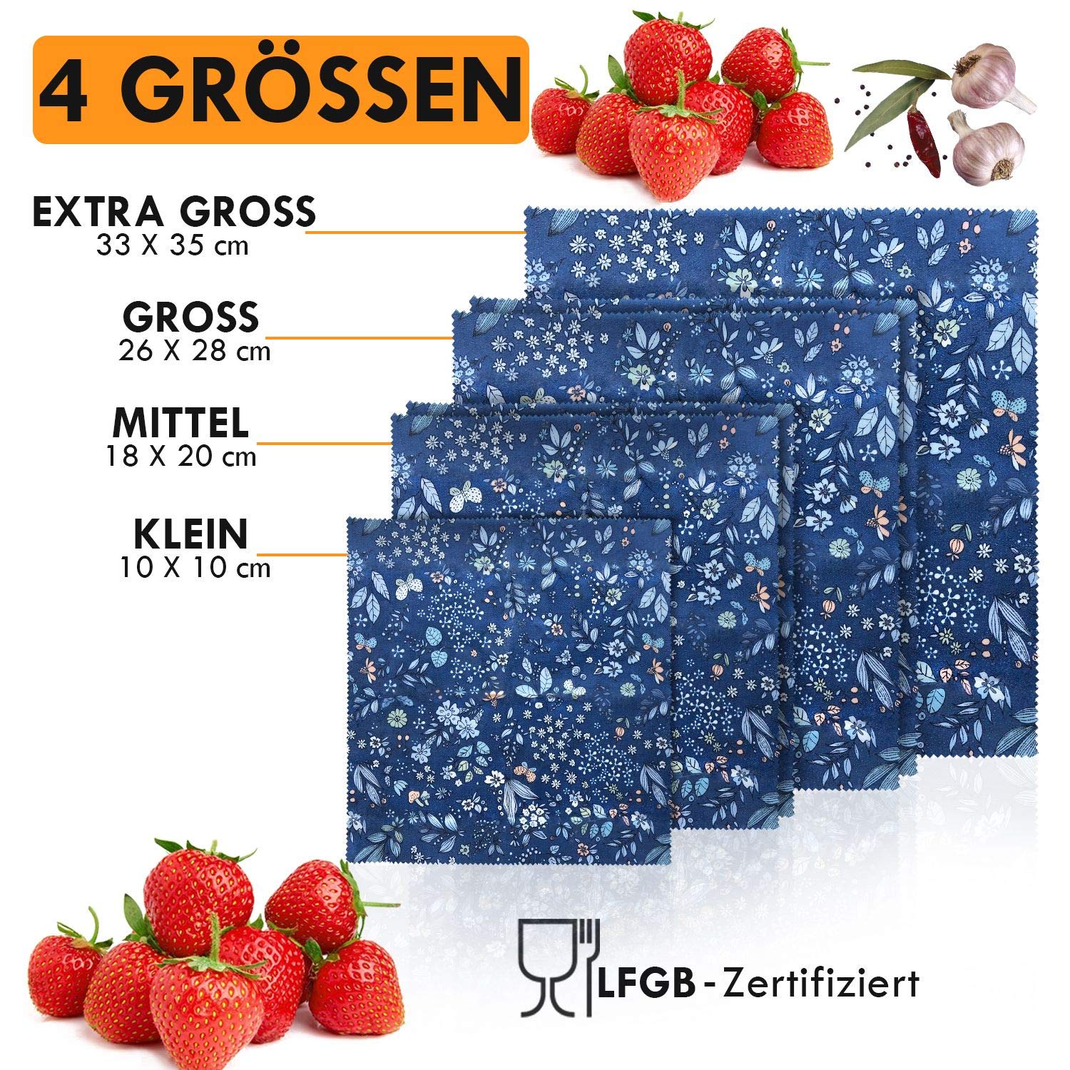 Lingettes Cire D'abeille Bio Lot De 6 - Alternative écologique Au Film Alimentaire