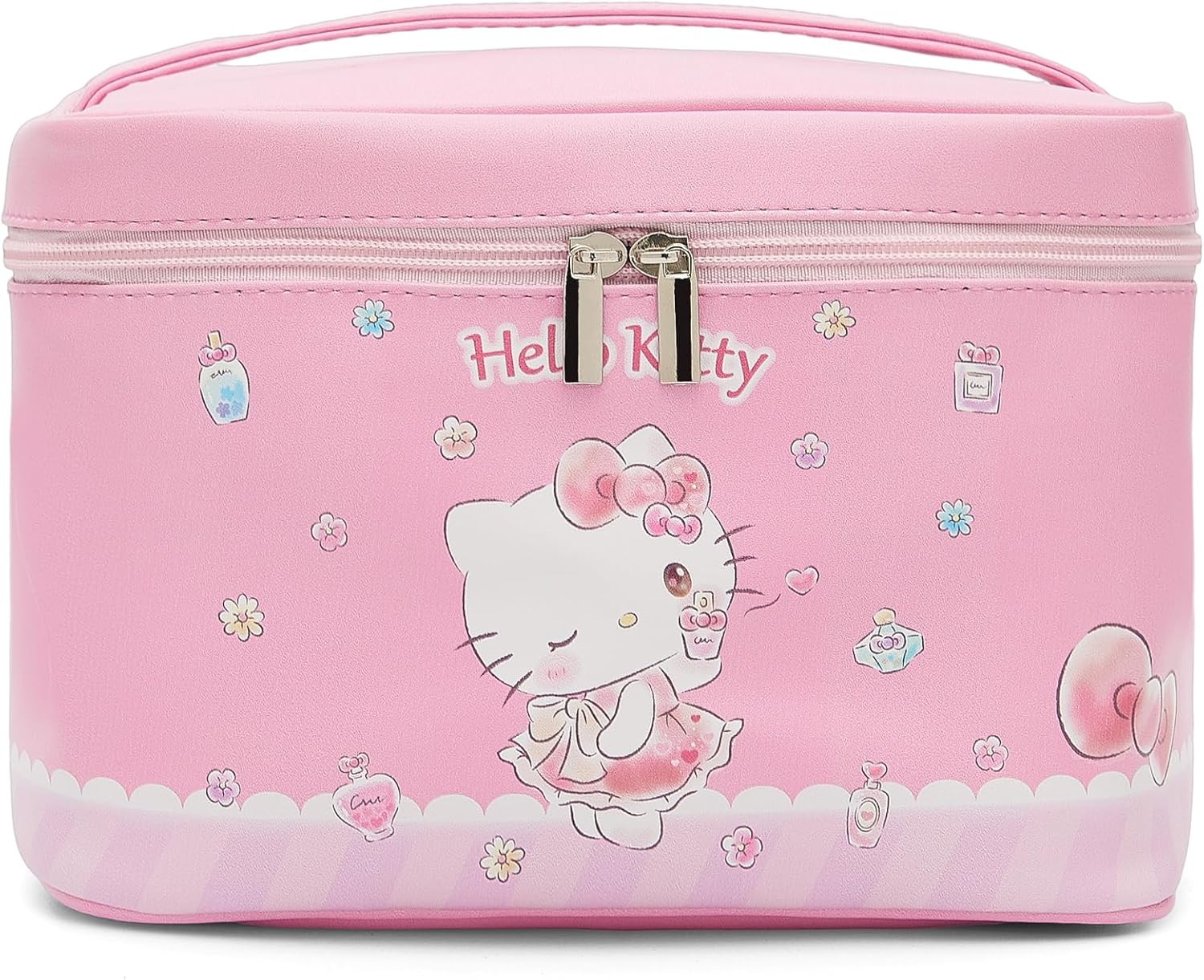 Zmioviq Cute Makeup Bag for Women Girls Large Capacity PU