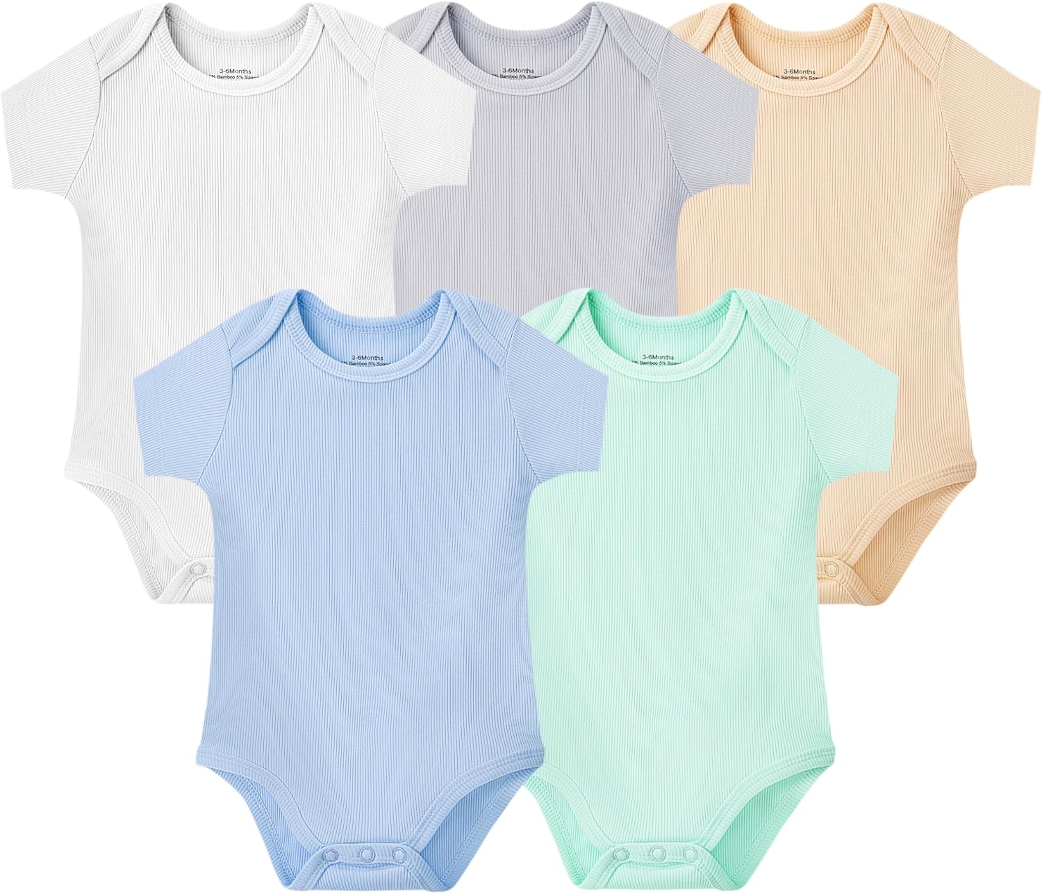 NMK 5-Pack Baby Rayon From Bamboo Bodysuit Boy Girl Clothes Soft Newborn Infant Outfit Short Sleeve Romper
