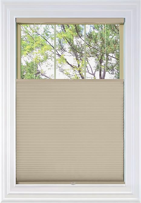 BlindsAvenue Cordless Top Down Bottom Up Cellular Honeycomb Shade, 9/16" Single Cell, Blackout, Fawn, Size: 42.5" W x 48" H