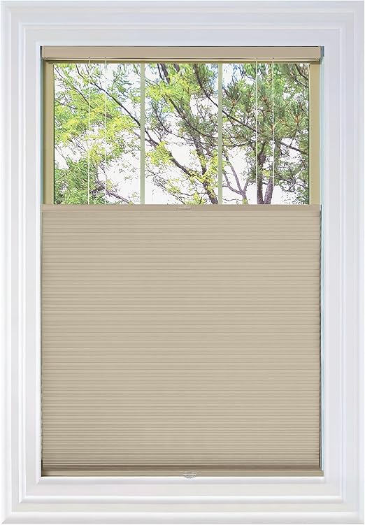 BlindsAvenue Cordless Top Down Bottom Up Cellular Honeycomb Shade, 9/16" Single Cell, Blackout, Fawn, Size: 42.5" W x 48" H