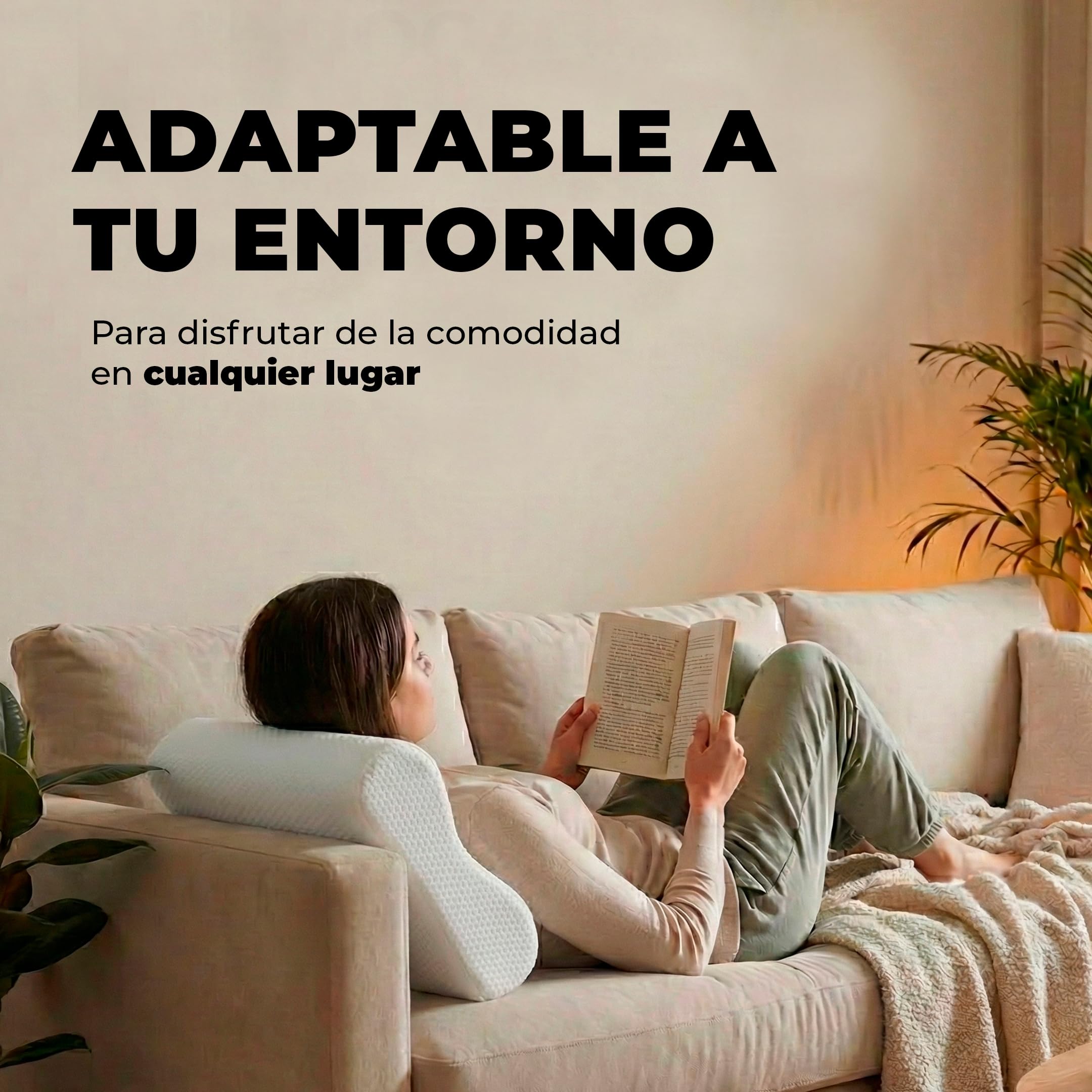 Aznar Almohada Viscoelástica Cervical 65 Cm Adaptación Ingravidez Soporte Anatómico Tejido Transpirable Núcleo Memory Foam Antipresión Dolor Cuello Funda Extraíble Alta Densidad Sueño Reparador