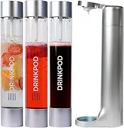 DRINKPOD Máquina De Fazer Água Com Gás Fizzpod Máquina De Fazer Refrigerantes Máquina De Fazer Refrigerantes Com Infusão De Frutas Para Carbonatação Com Garrafa De Carbonatação De 1L, Máquina De Faz