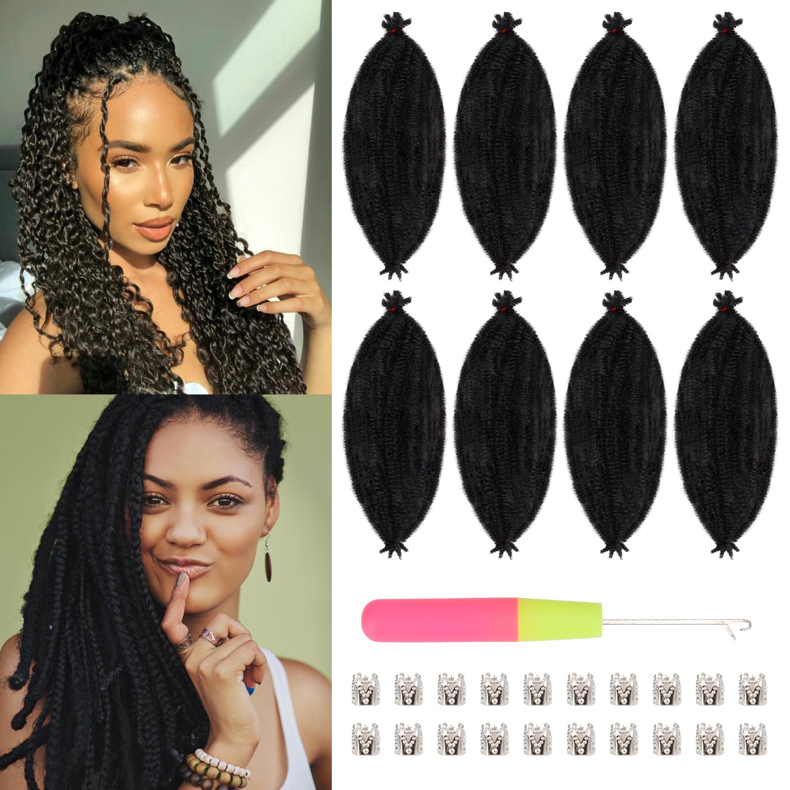 GODAYS 8 Packs Spring Afro Twist Hair Pre-Separated Marley Twist