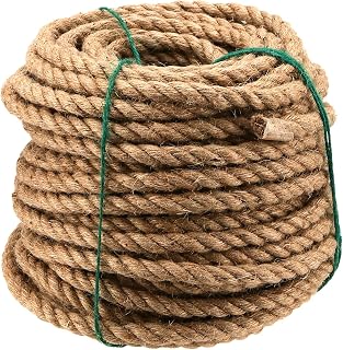 SOUJAP 100 Feet 1/2 Inch Hemp Rope, 12mm Twisted Strong Jute Rope, Natural Manila Rope All Purpose Cord for Crafting, Gardening, Hammock, Decorating, DIY Projects
