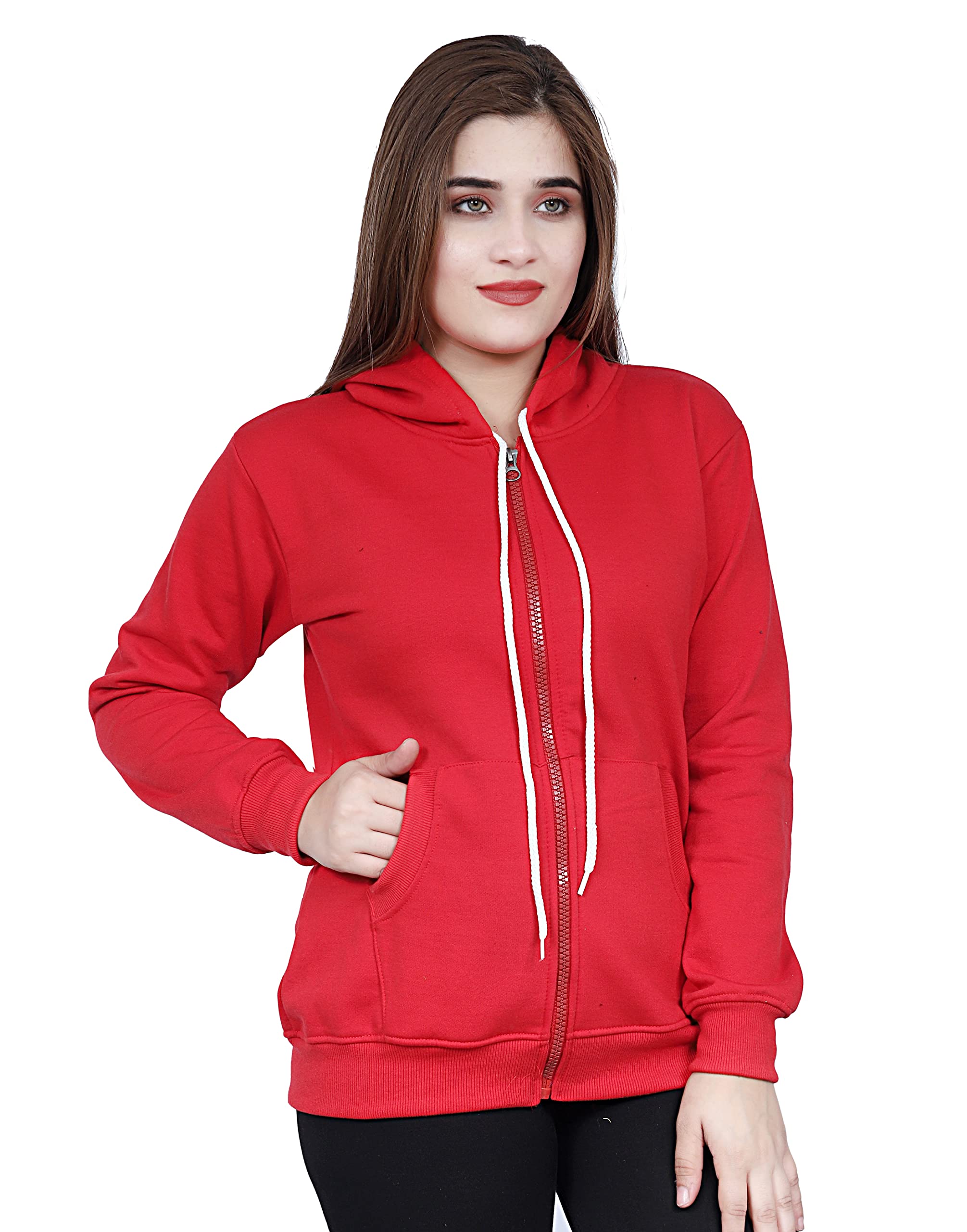hainah Women’s Cotton Fleece Zipper Hoodie Jacket | Full Sleeve Casual Sweatshirt with Front Pockets & Drawstring Hood | Warm & Stylish Winter Wear for Women & Girls-picture-34