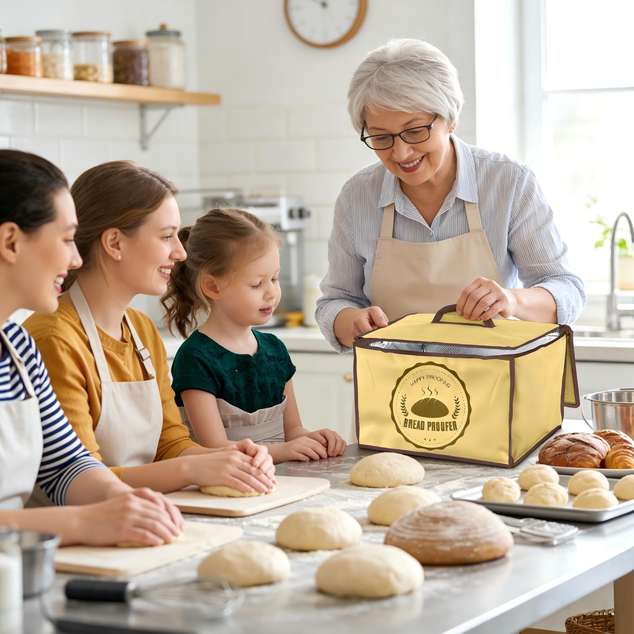 Gärbox per lievito madre, contenitore per impasto pizza con coperchio - Scatola pieghevole per lievitazione del pane 30L, temperatura e timer, scatola per impasto pizza con coperchio, teglia