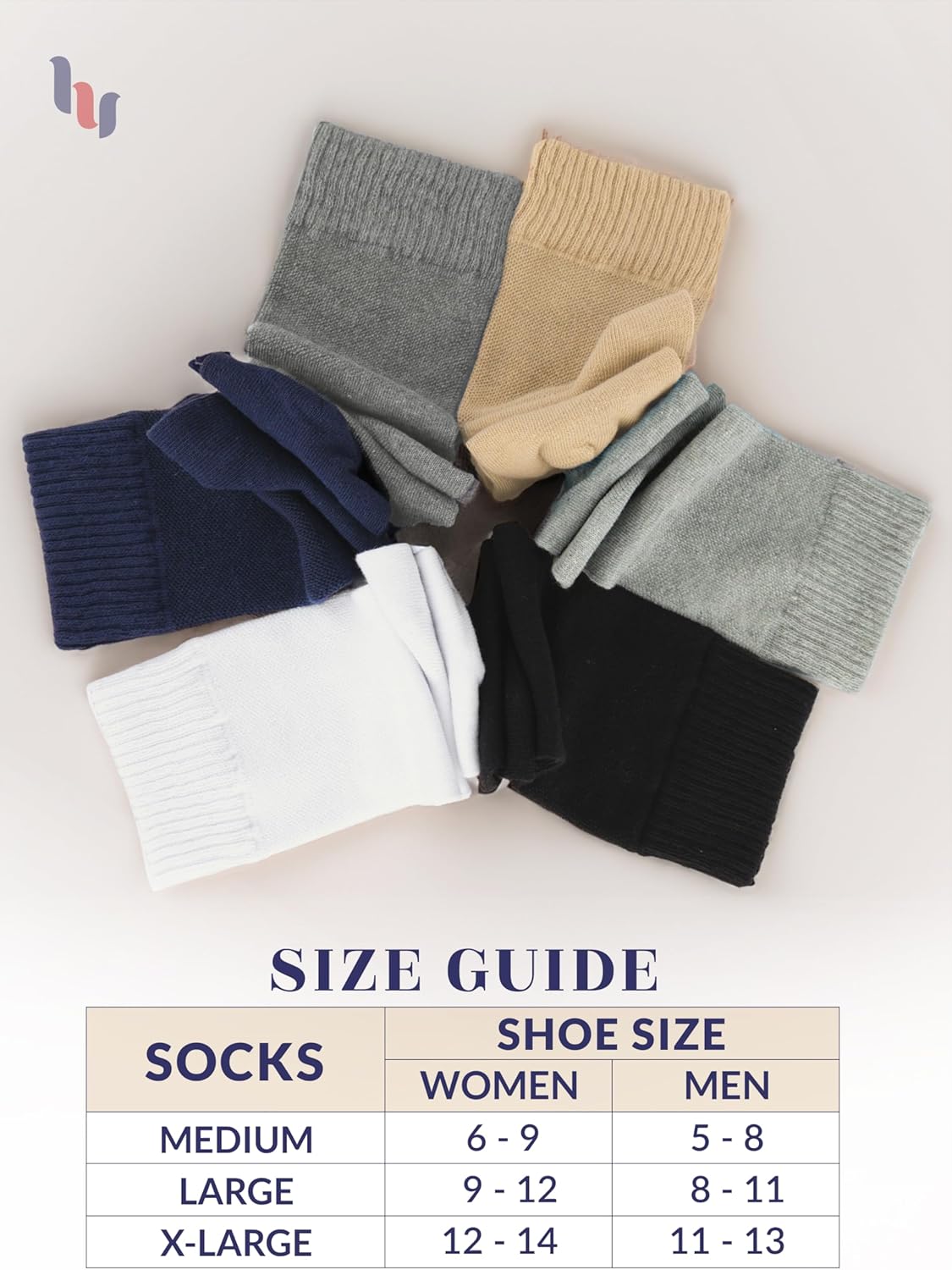 Hugh Ugoli Diabetic Socks for Men, Non-Binding, Moisture Management, Loose Fit, Wide, Seamless, Edema Neuropathy, Size M/L/XL - Image 6