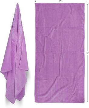 Royal Comfort Beach Towels Size 32"x64" Terry Velour Large and Heavy 16 Lb/Dz 100% Cotton Lavender PMS 2563-C