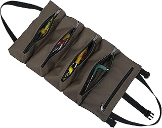 welltop Super Roll Tool Roll, Heavy Duty Oxford Wrench Tools Pouch with 5 Zipper Pockets, Multi-Purpose Roll Up Tool Bag for Electrician, HVAC, Plumber, Carpenter or Mechanic (Brown)