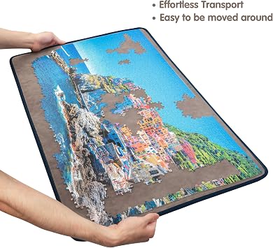 Tektalk Puzzle Board with Dustproof Cover for Storage Puzzle Saver, Non-Slip Surface (Gray, Up to 1000 Pieces)