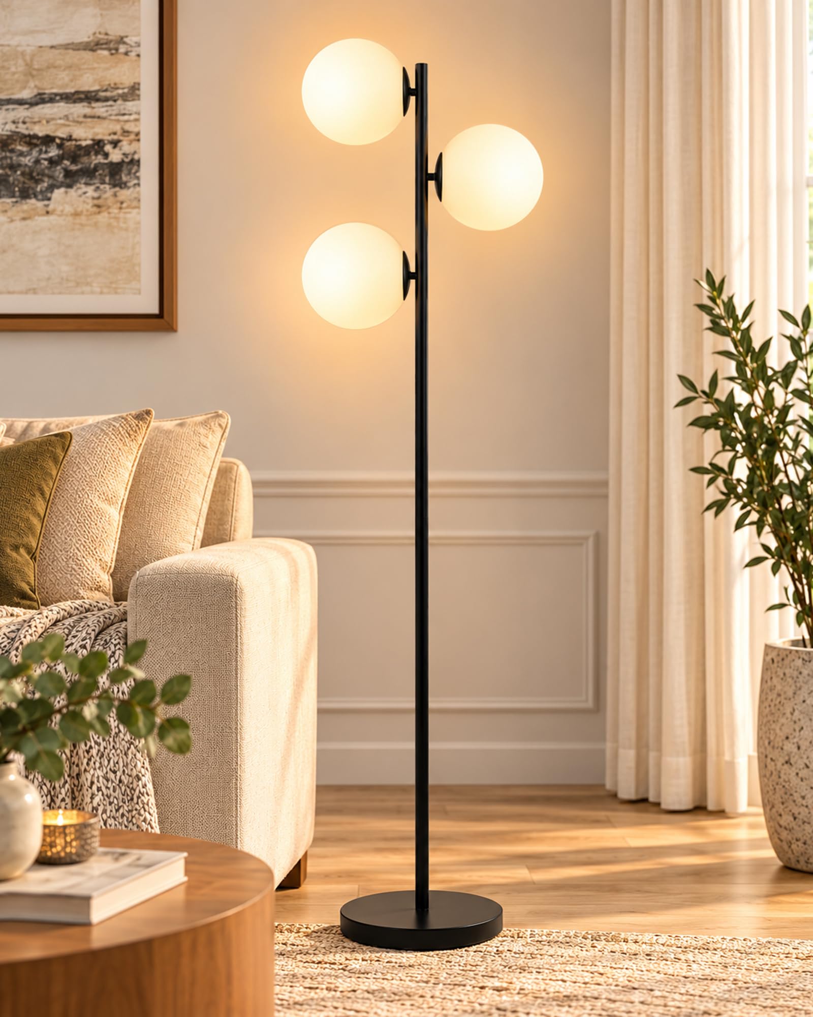 Homesake Industrial Tree Floor Lamp - Golden & Glass -8 Homesake Industrial Tree Floor Lamp - Golden & Glass -8