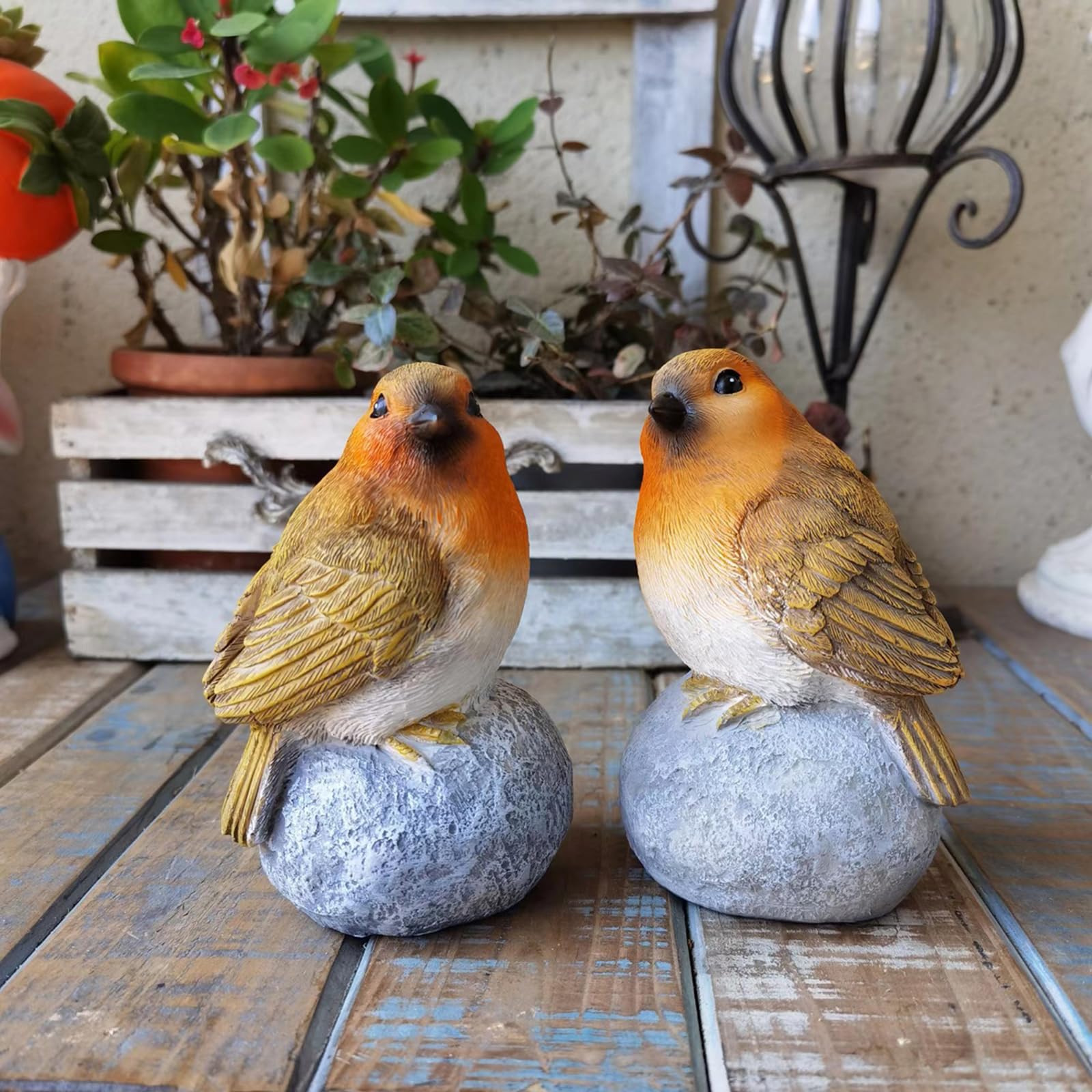 Estatua de pájaro para decoración de jardín, figura de pájaro para interiores y exteriores, patio, porche, patio