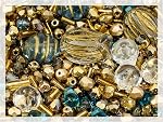 2.1oz (60 g) Mélange de tchèque unique Bohemia Perles pressées en verre, Bleu foncé, Coupe de table, Matte et Glossy, Vised Fire Polish, Kit de set fait main BCV