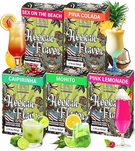 Juego de sabores de cachimba de cóctel – 5 x 1.76 oz sin tabaco sabor cachimba