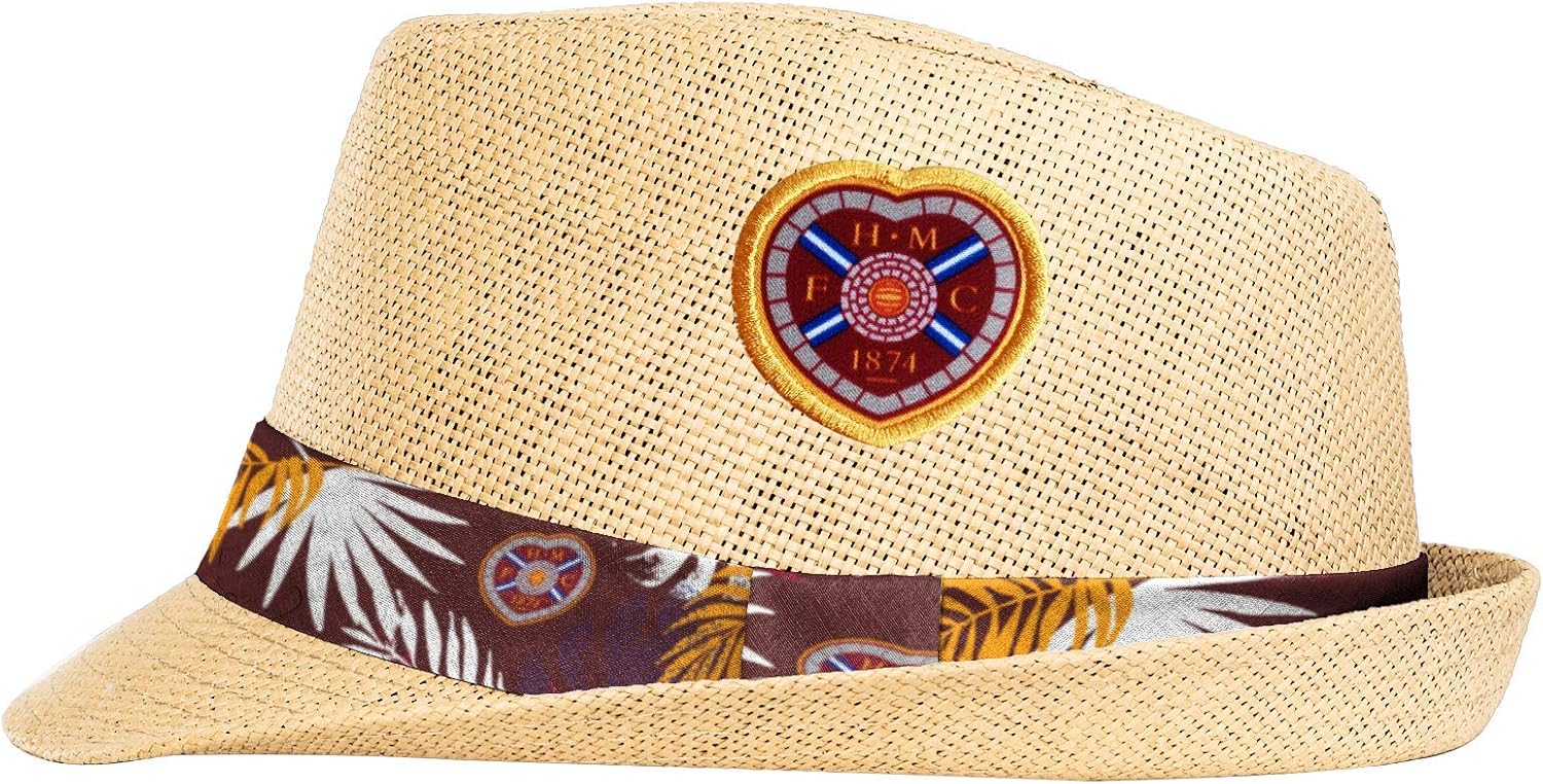 FOCO Official Heart of Midlothian FC Men's Football Trilby Straw Sun Hat, Hearts - Image 3
