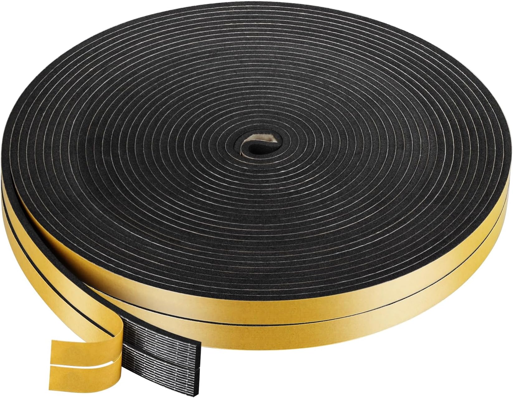 2 Rolls Foam Draught Excluder 12mm(W) x 3mm(T) x 20m(L) Draught Excluder Tape for Windows Window Seal Self Adhesive Weather Stripping Draft Tape Anti-Collision for Gaps Doors Black