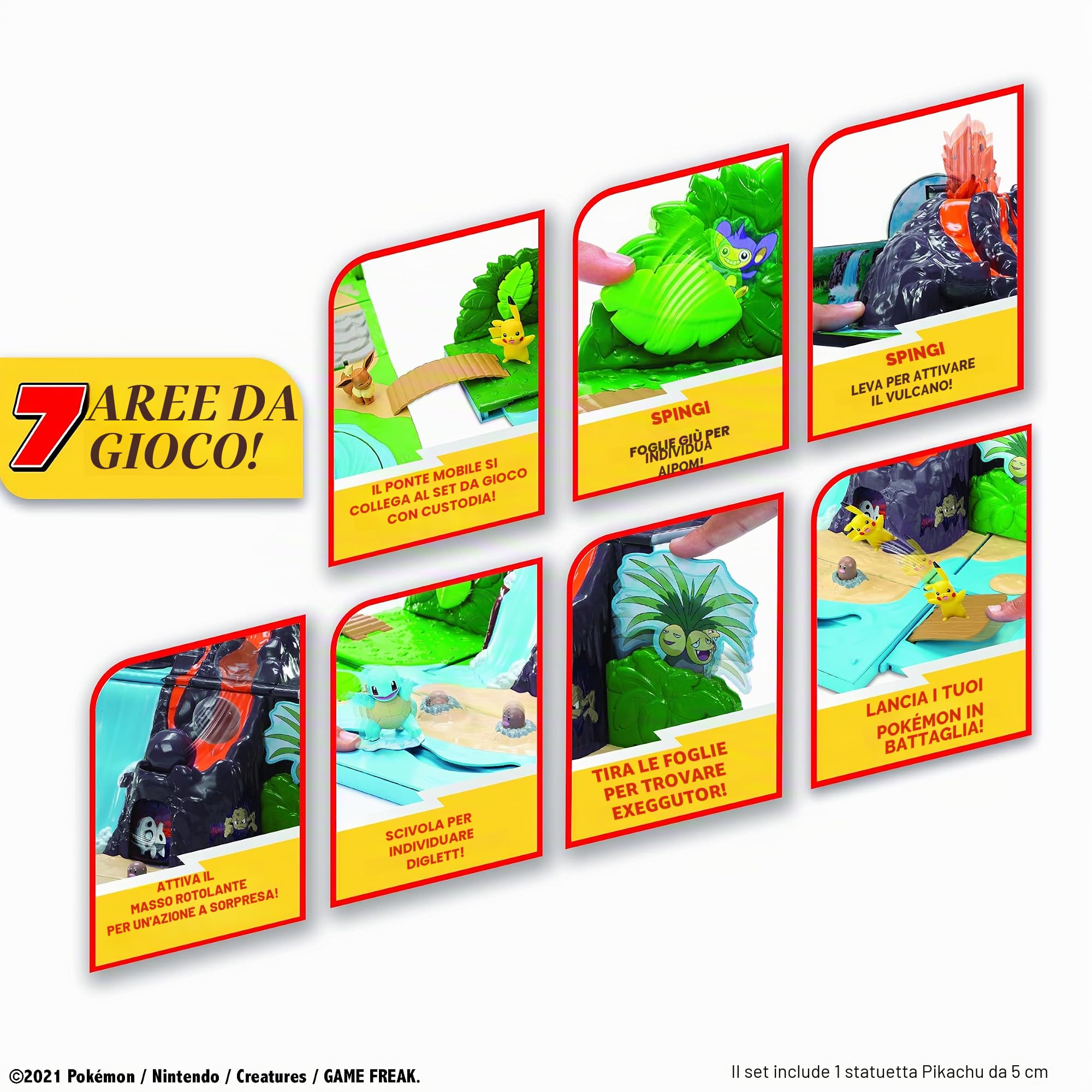 Pokémon Set da Gioco Vulcano con Custodia per con Personaggio Pikachu da 5 Cm - Giocattoli 2022 - Personaggi di Battaglia