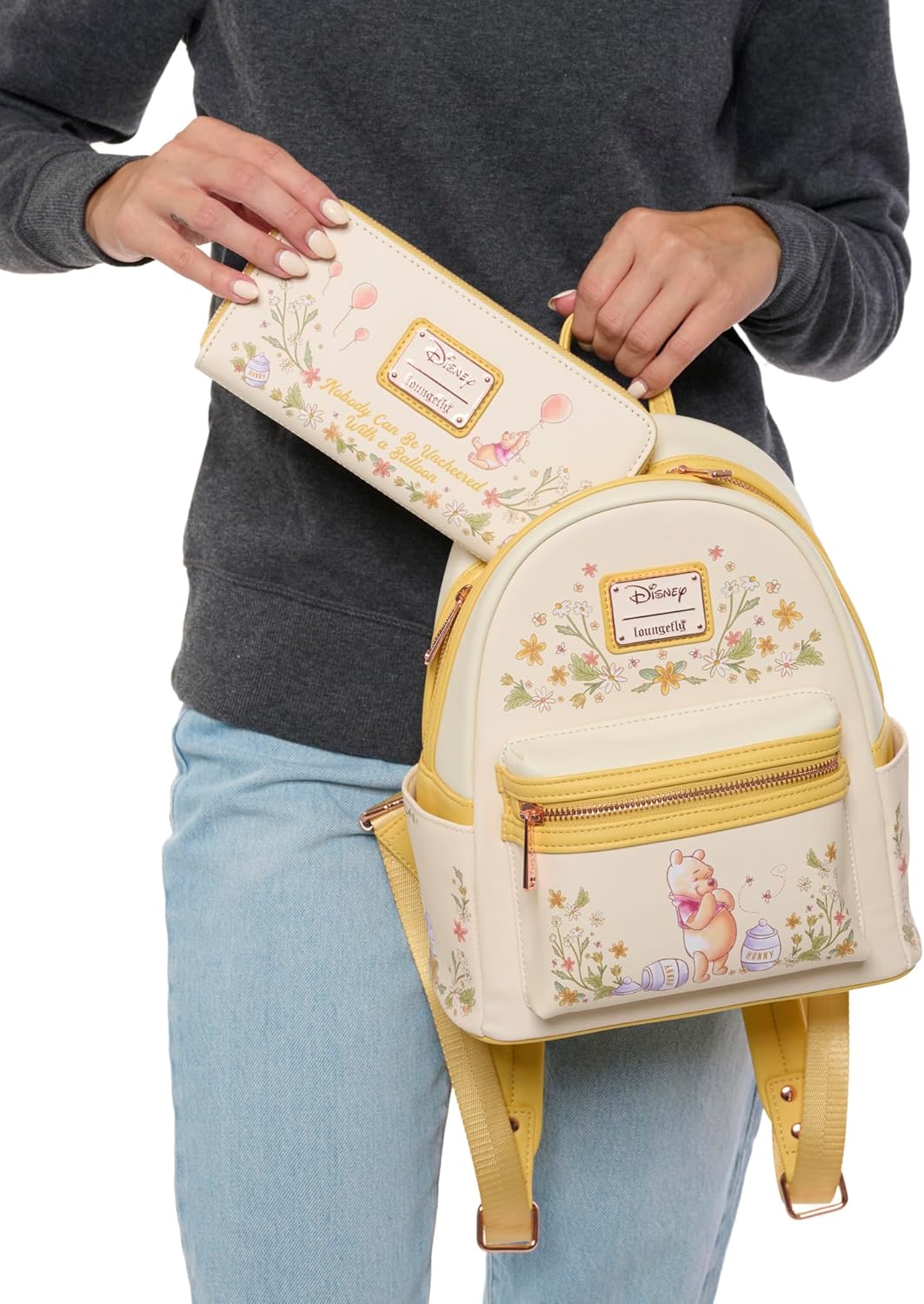 Loungefly Mini Backpack Handbag Floral Balloon Print Shoulder Bag (Yellow, Pooh) - Image 8