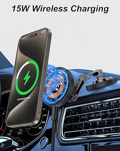Miniatura 4 de Cargador magnético de montaje en coche para MagSafe, soporte de teléfono inalámbrico de 15 W para coche con adhesivo, soporte de teléfono manos