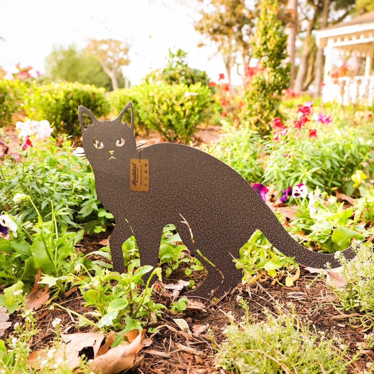 RealSteel Garden Art Cats 3 Pack (2nd Edition) – Metal Cat Yard Stakes & Outdoor Garden Statues – Decorative Lawn & Patio Art for Cat Lovers – Zen Garden & Spring Outdoor Décor – Penny Vein