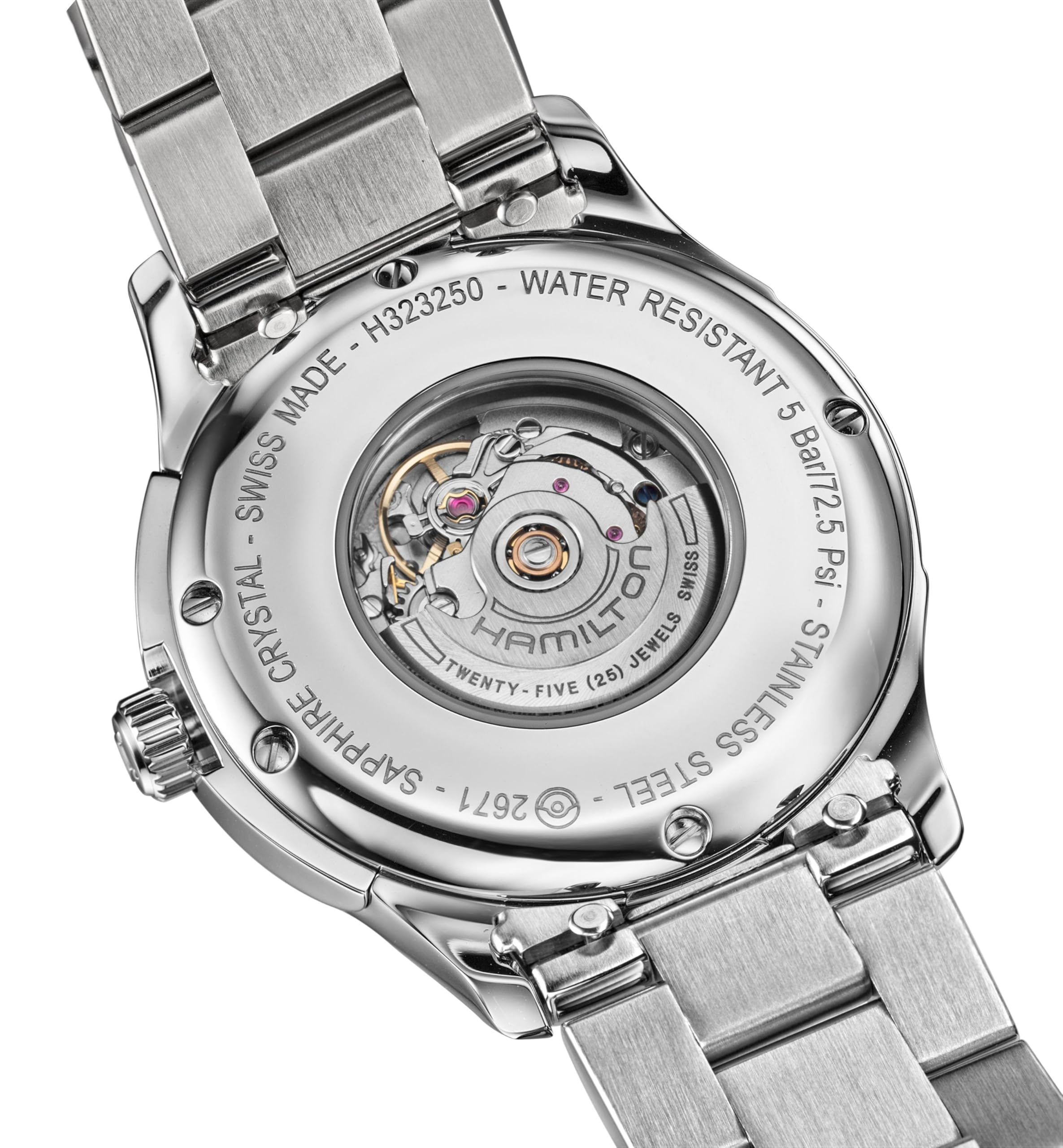 Hamilton Watch Jazzmaster Lady Swiss Automatic Watch 34mm Case, Blue Dial, Silver Stainless Steel Bracelet (Model: H32315141)