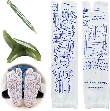 Foot Reflex Zone Socks Set Pressure Point Acupressure Socks in German Foot Massage Foot Reflexology Socks One Pair of Acupressure Socks Reflexology Socks with Massage Tool (Women's Socks)