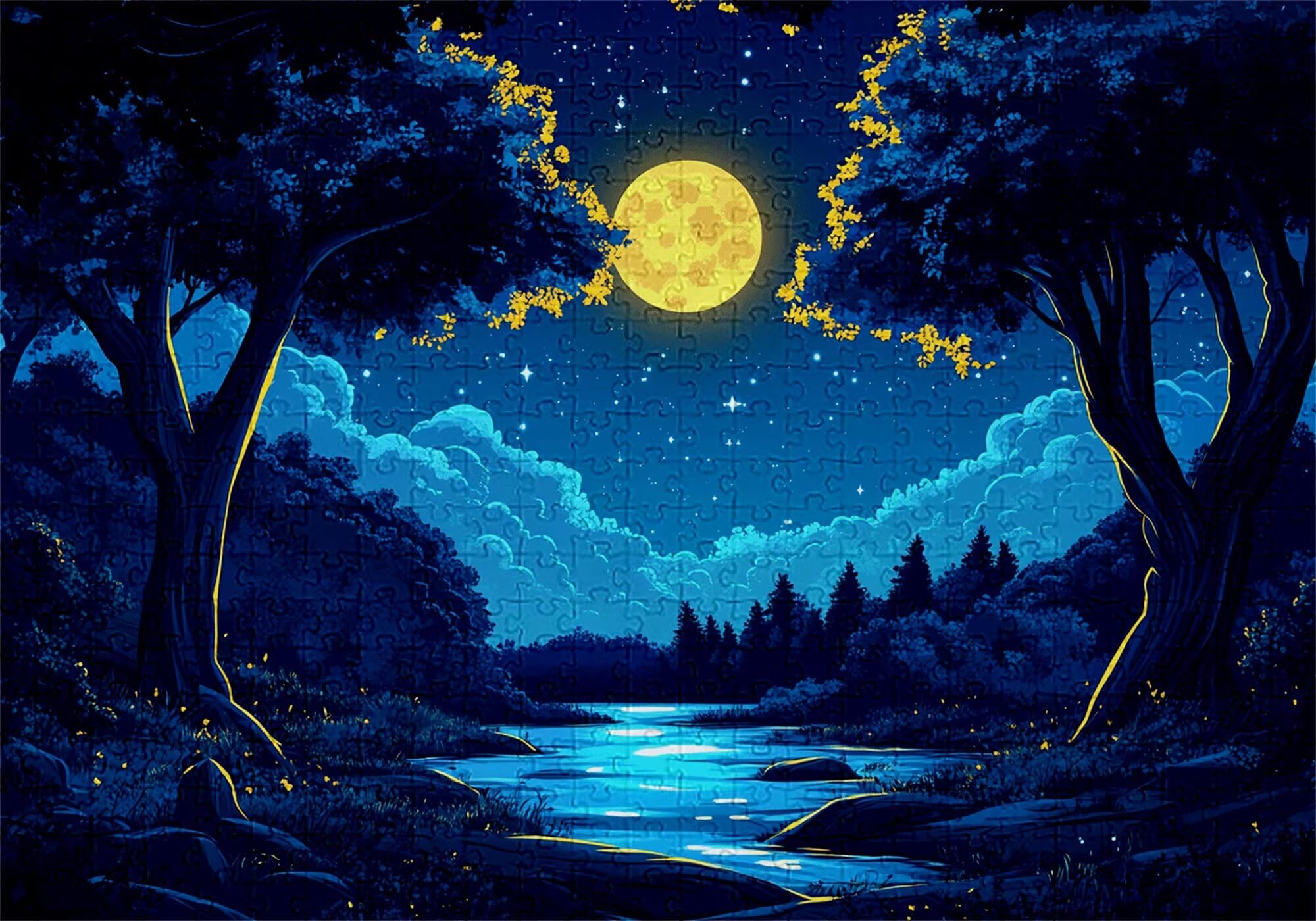 Puzzle 4000 elementów leśnych puzzle dla dorosłych księżyc 141 x 87 cm Unikalne rzemiosło klasyczne 3D drewniana układanka do rodzinnych gier aktywnych, układanka do samodzielnego wykonania nawet do