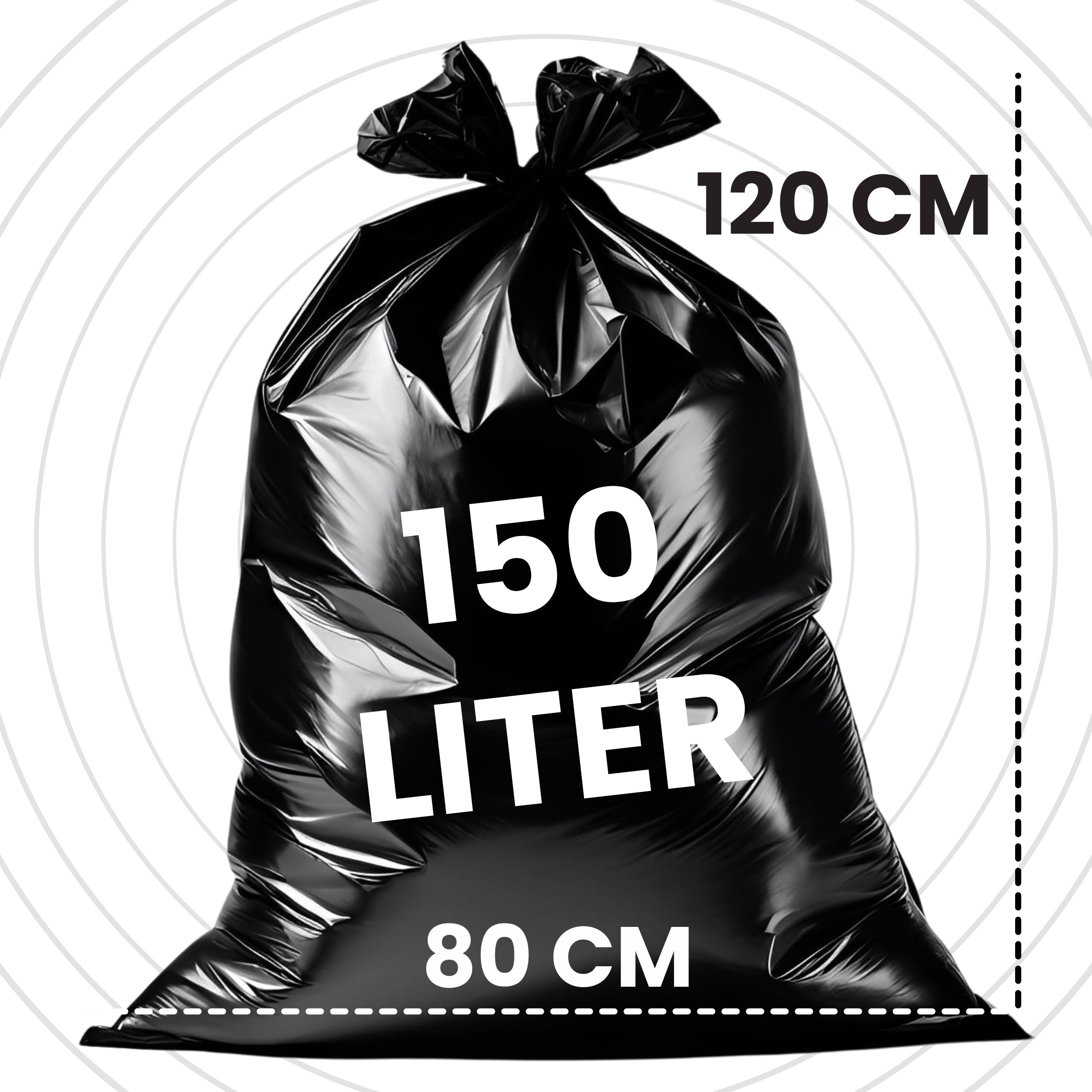 FRIO 200 große schwarze Müllsäcke, 150 Liter, Müllbeutel für Gemeinschaftsmüll, Vorratspack für Mülltrennungstonne, mit Verschlussbändern; Müllsäcke 80x120 cm, mehrschichtig, reißfest