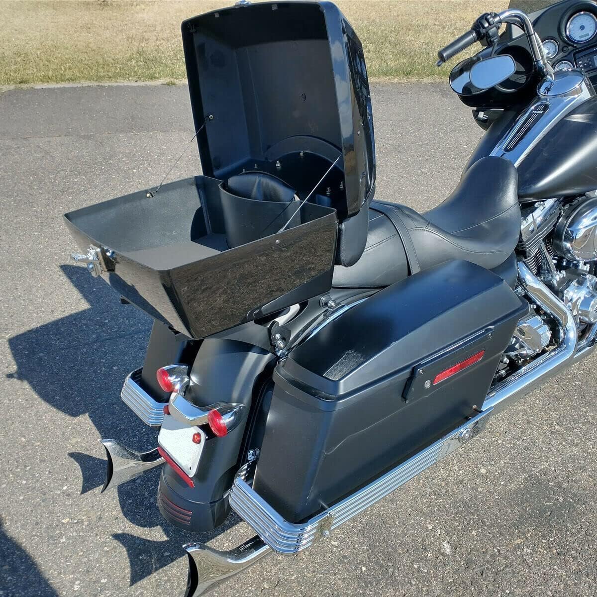 ECOTRIC Detachable 2 Up Mounting Bracket Luggage Rack Compatible with 2009-2013 Harley Touring Tour Pak Pack Luggage Rack (Black)