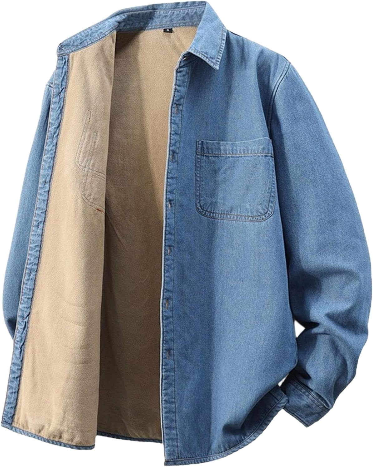Light Jackets for Men Men's Warm Fleece Lined Denim Jacket Coat
