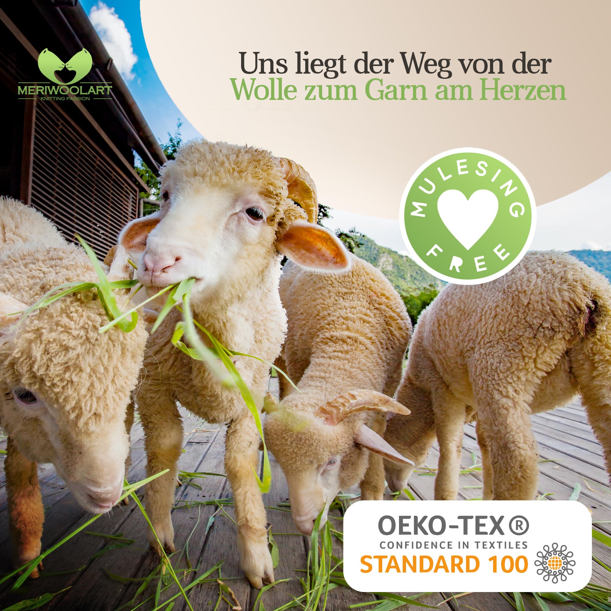 MeriWoolArt® 100% XXL Merino Wolle – 19 Micron Weiche, Dicke Wolle – Filzwolle für Trockenfilzen, Nassfilzen – DIY Decke, Baby Wolle, Armstricken – Flauschige Wolle für Stricken & Häkeln