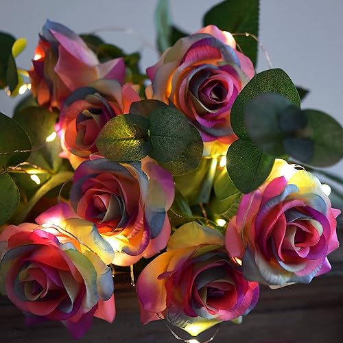 Miniatura 76 de FiveSeasonStuff 12 tallos de flores artificiales, rosas de seda de tacto real para decoración de bodas, ramos de novia, centros de mesa, fiestas y 9