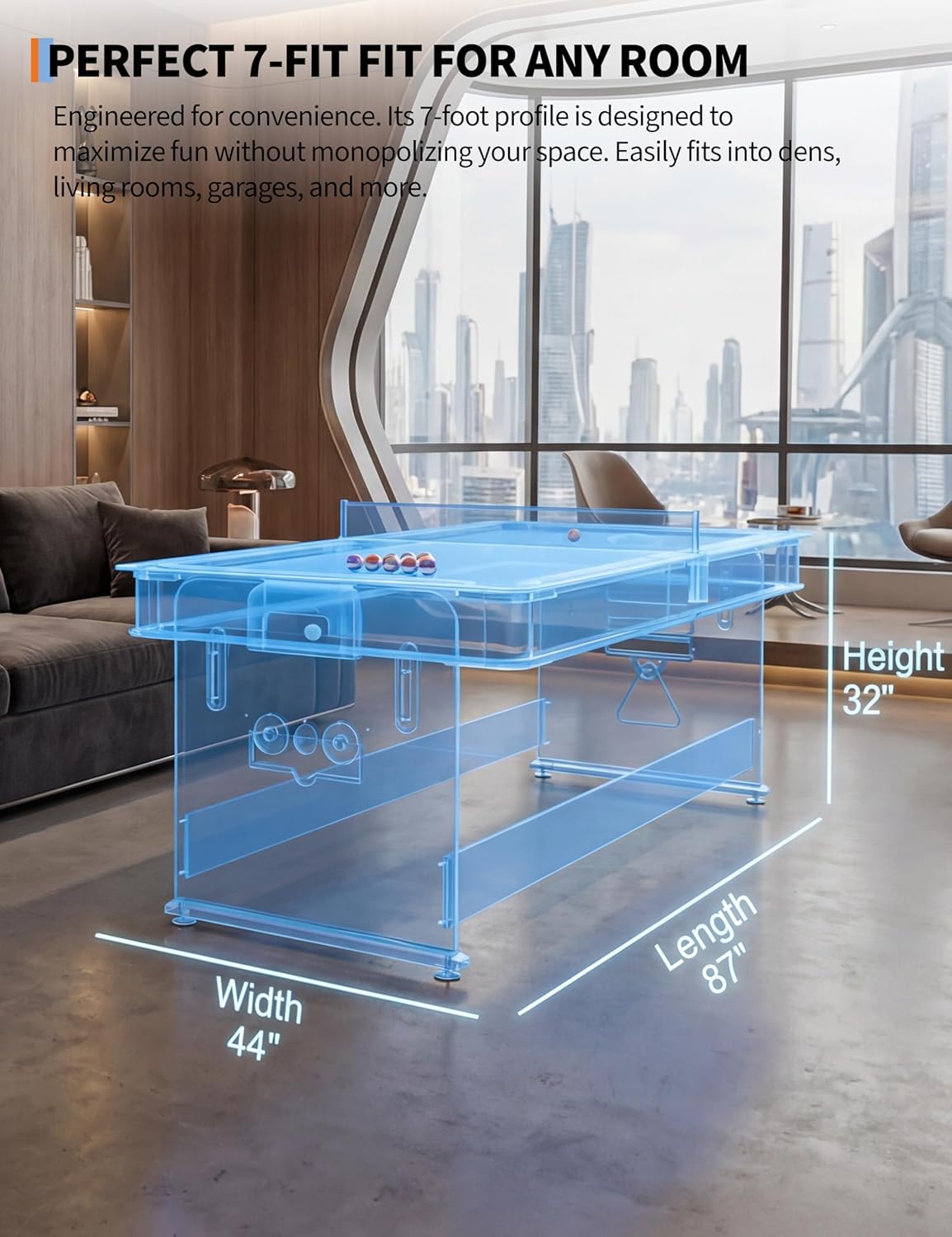 7 ft 3-in-1 Multi-Game Table Air Hockey, Billiards & Ping Pong Combo with Powerful Airflow & Full Accessories for Game Room, Basement, Family Fun
