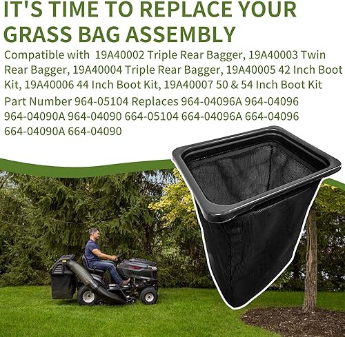 Miniatura 6 de shiosheng 1 bolsa de césped 964-05104 964-04096A 964-04090A para MTD Troy-Bilt, Cub Cadet, Craftsman con fondo duro RZT 42 44 46 48 50 54 60 S