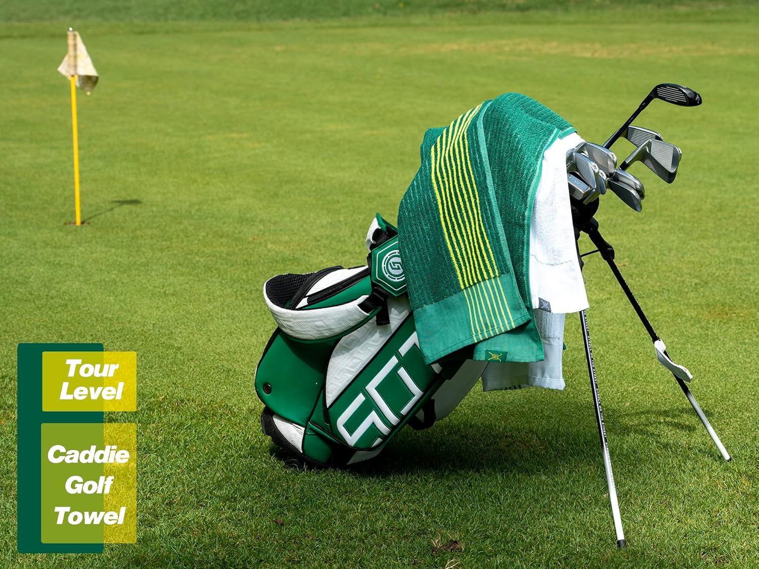 Handy Picks Caddie Golf Towel, Extra Large 44” x 22” Caddy Towel for Tour Professionals, Selected Soft Cotton, Absorbent with Professional Edge Finishing (Green, Pack of 1) - Image 6