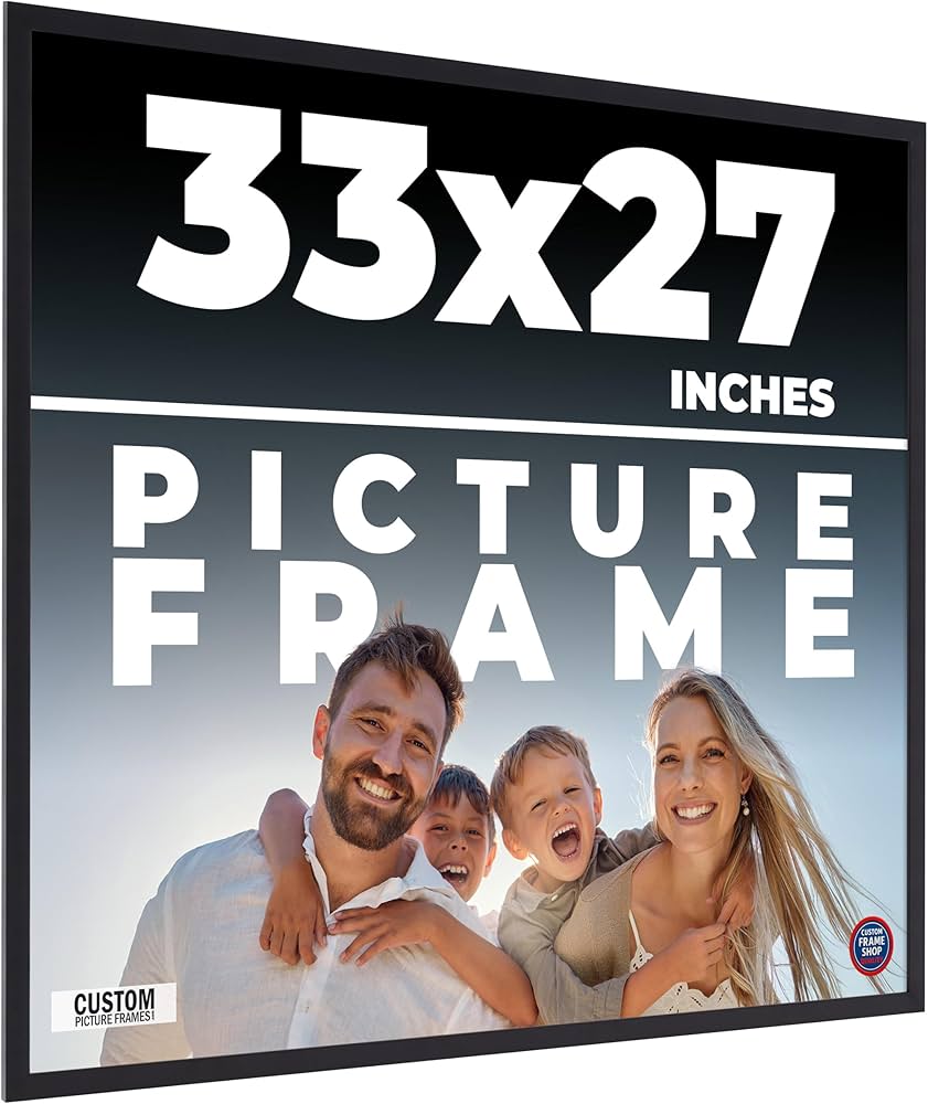 Amazon.com - 33x27 Frame Black Real Wood Picture Frame Width 0.75